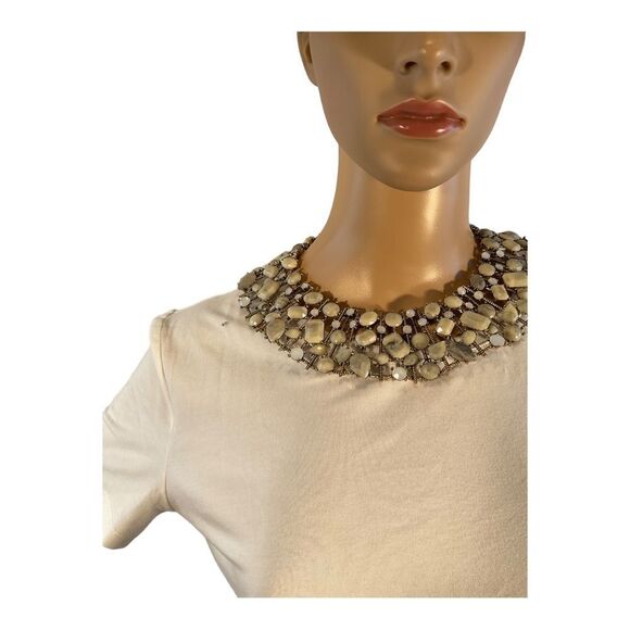Sophia + Kate Collection Women’s Gemstone Collar Necklace Ivory And Gold. - Picture 2 of 16